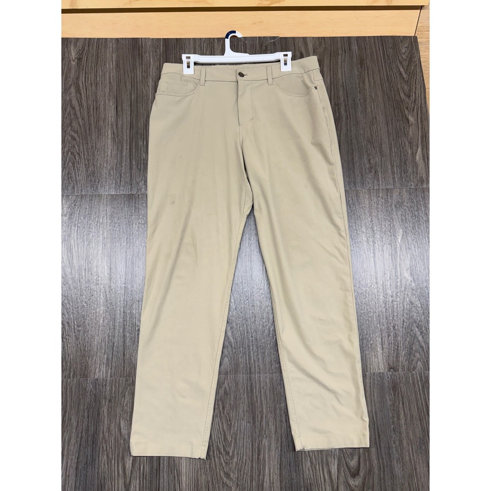 Lululemon Commission Pant Slim Mens 33x28.5 Khaki Tan Chino 5-Pocket